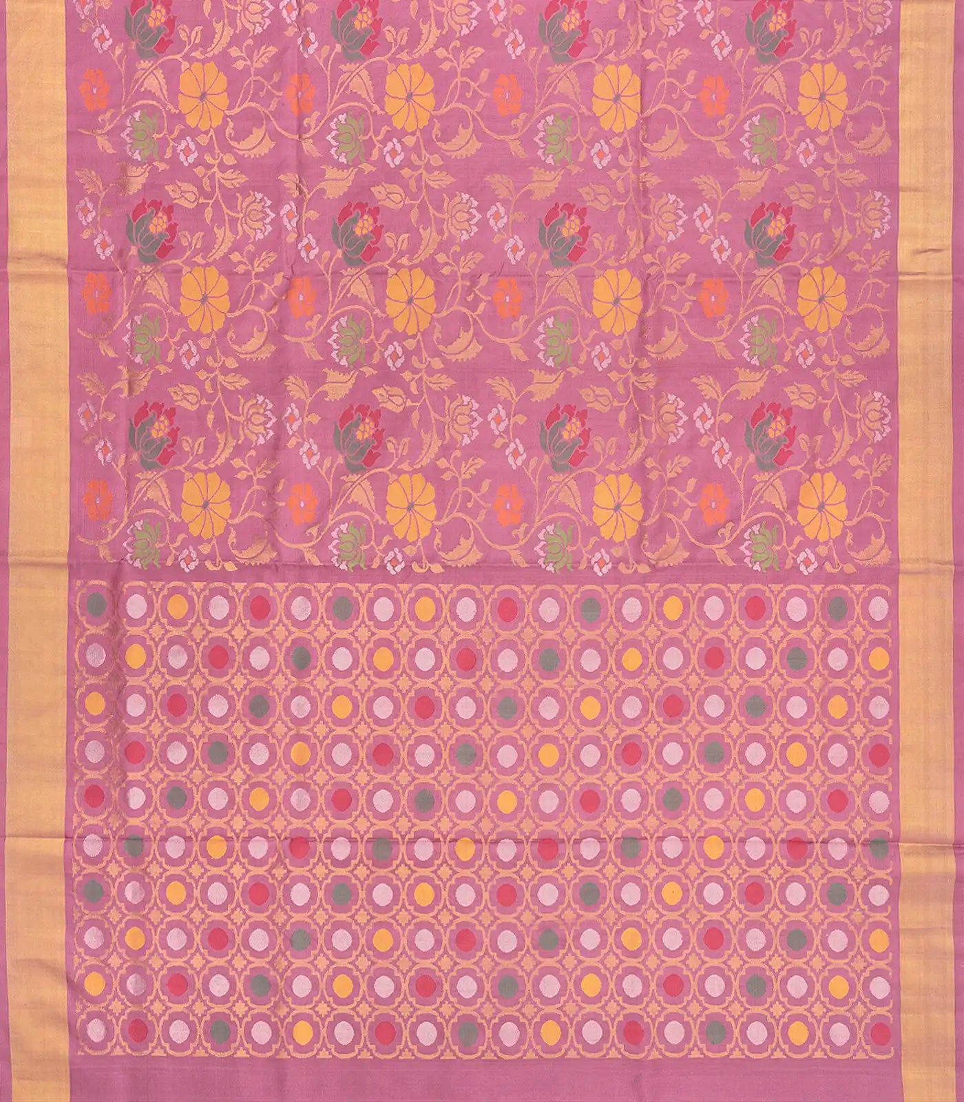 Lilac Handloom Uppada Silk Saree With Meenakari Floral Motifs-Lilac