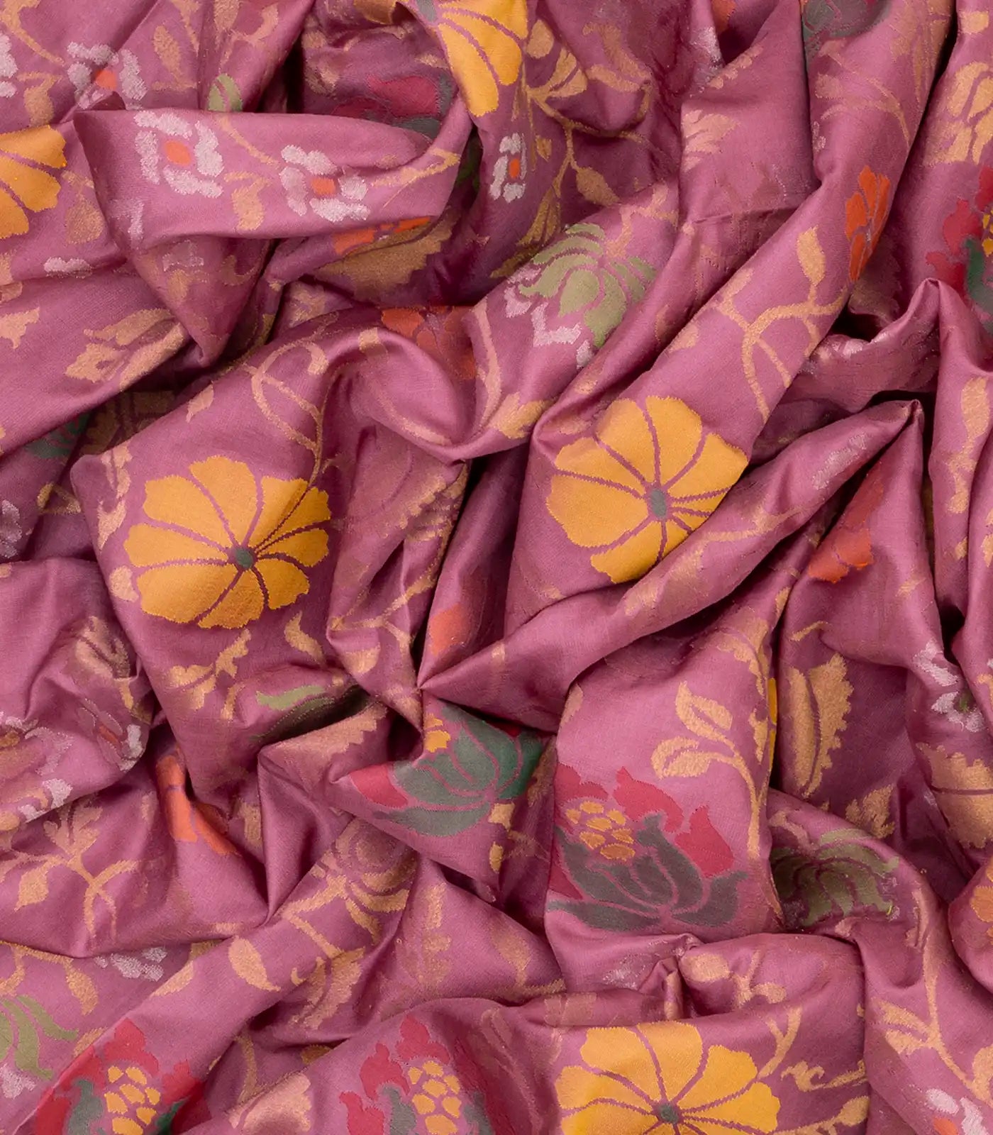 Lilac Handloom Uppada Silk Saree With Meenakari Floral Motifs-Lilac