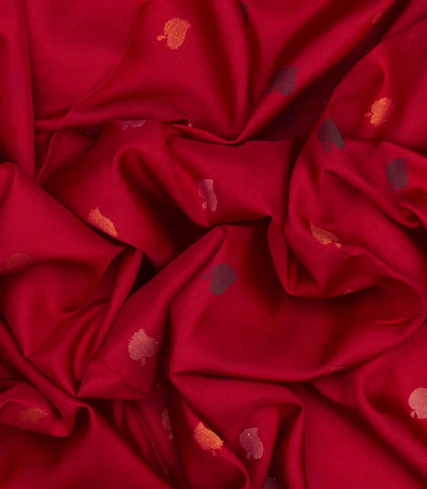 Red Handloom Uppada Silk Saree With Leaf Motifs-Red