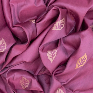 Lilac Handloom Uppada Silk Saree With Leaf Motifs-Lilac