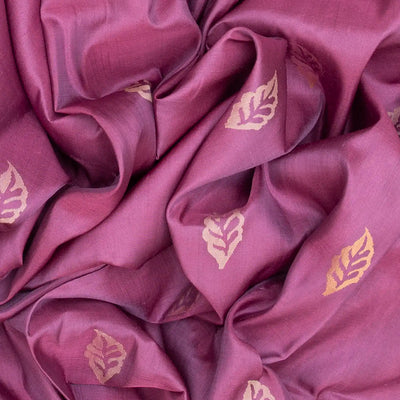 Lilac Handloom Uppada Silk Saree With Leaf Motifs-Lilac