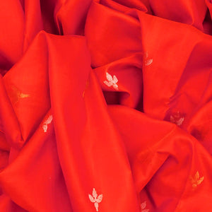 Orange Handloom Uppada Silk Saree With Floral Motif-Orange