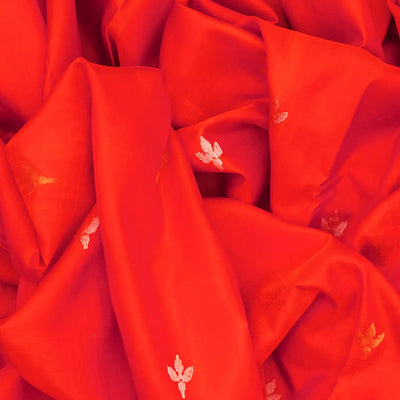 Orange Handloom Uppada Silk Saree With Floral Motif-Orange