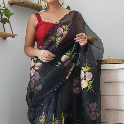 Raven Black Organza Saree