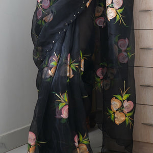 Raven Black Organza Saree