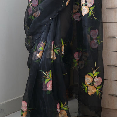 Raven Black Organza Saree