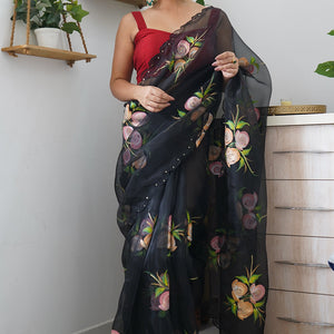 Raven Black Organza Saree