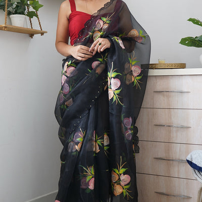 Raven Black Organza Saree