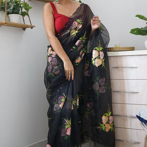 Raven Black Organza Saree
