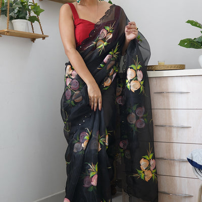 Raven Black Organza Saree