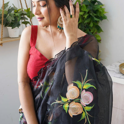 Raven Black Organza Saree