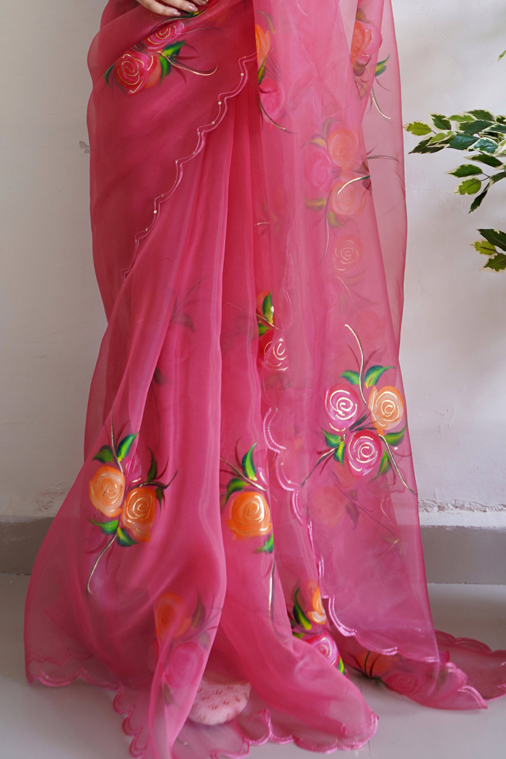 Azalea Pink Organza Saree