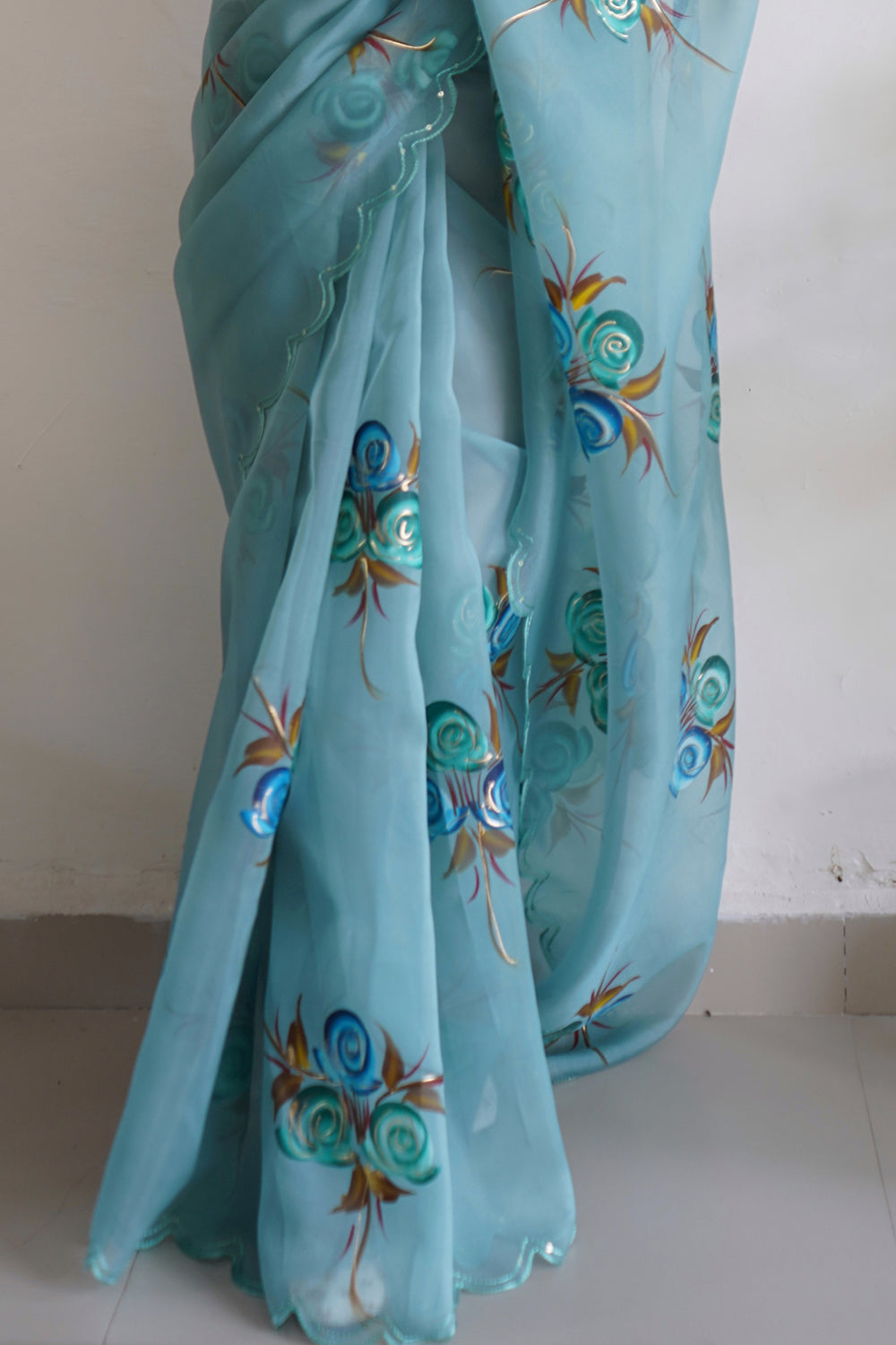 Sky Blue Organza Saree