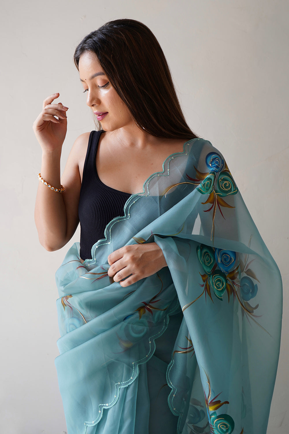 Sky Blue Organza Saree