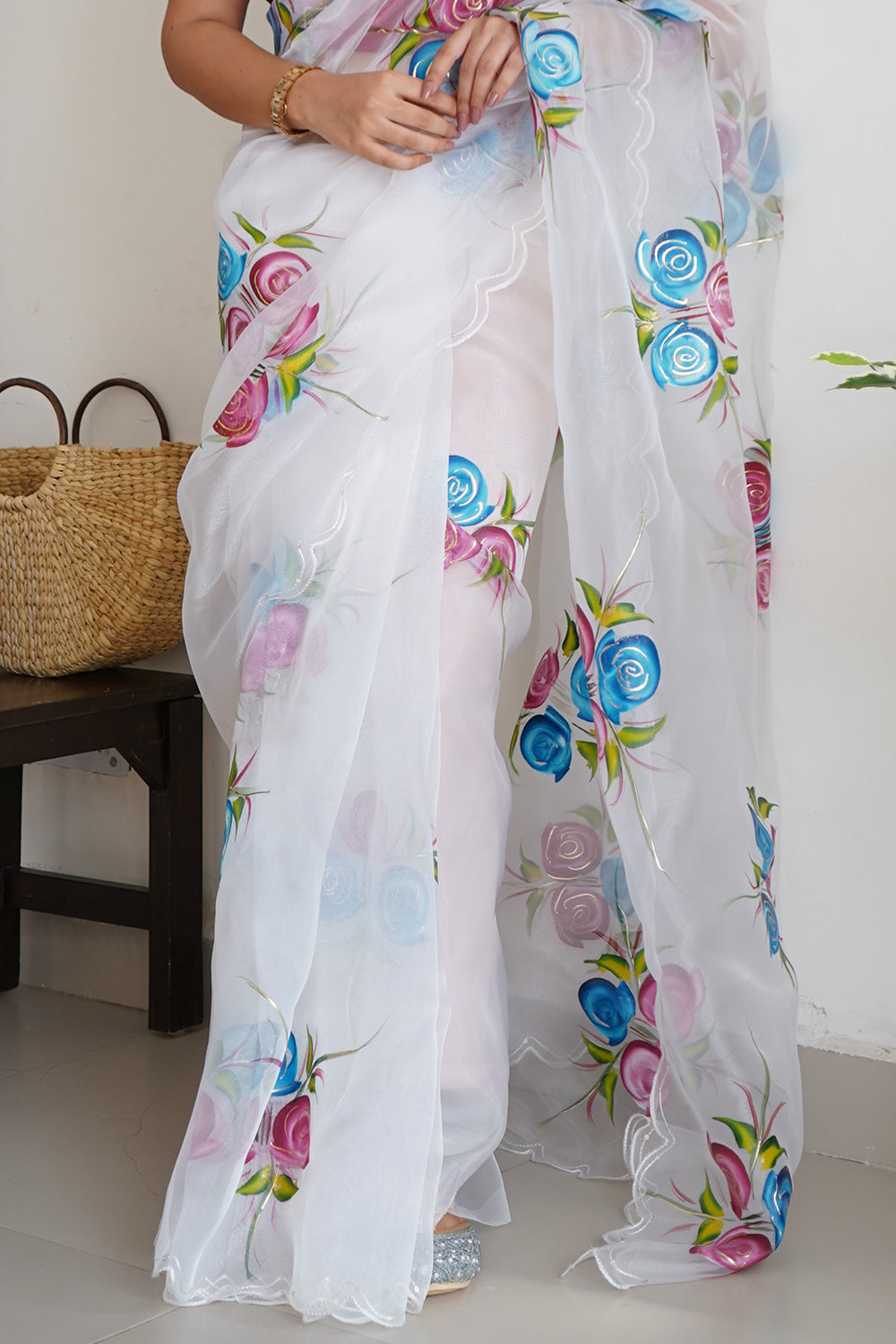 Pearl White Organza Saree