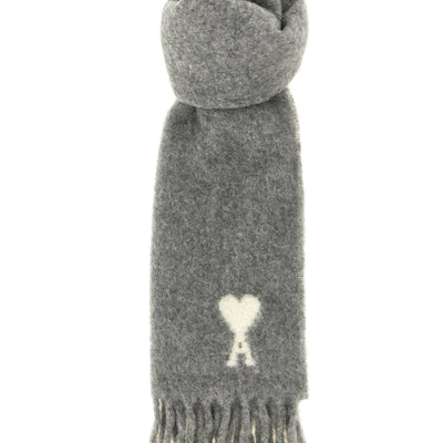 Ami Paris Adc Logo Scarf And Fringes