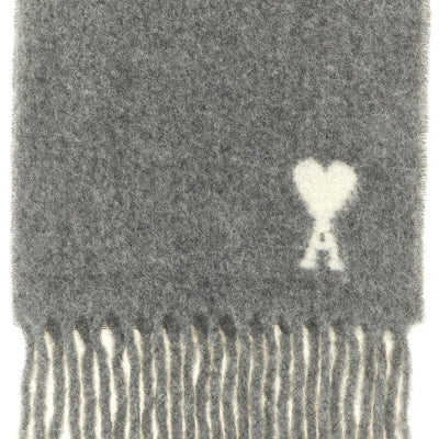 Ami Paris Adc Logo Scarf And Fringes