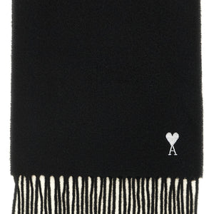 Ami Paris Quota Scarf With Adc Embroidery And Fringes