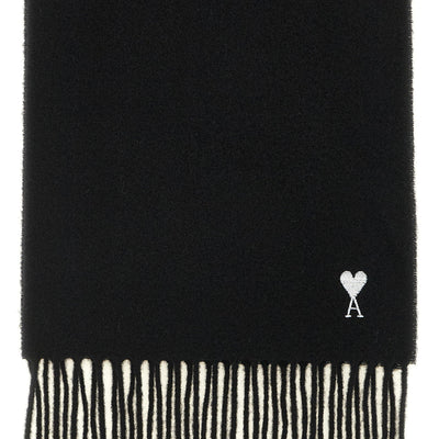 Ami Paris Quota Scarf With Adc Embroidery And Fringes