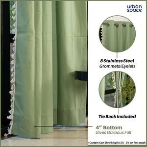 Premium 100% Cotton Curtain for Window & Curtains for Door - Pack of 1 Curtain, Aura Sage Green