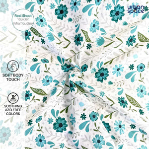 Divine - 100%  Cotton Double Bedsheet with 2 Pillow Covers - Zinnia Blue