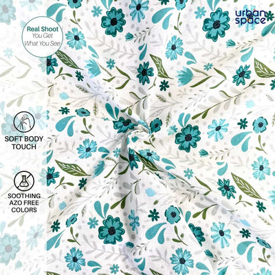 Divine - 100%  Cotton Double Bedsheet with 2 Pillow Covers - Zinnia Blue