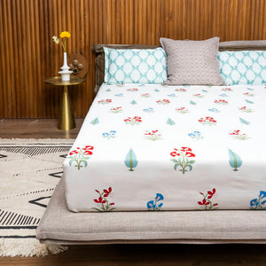 Cotton Bedsheet + AC Blanket Combo Pack - (Combo 10 - High Garden Red + High Garden Red)