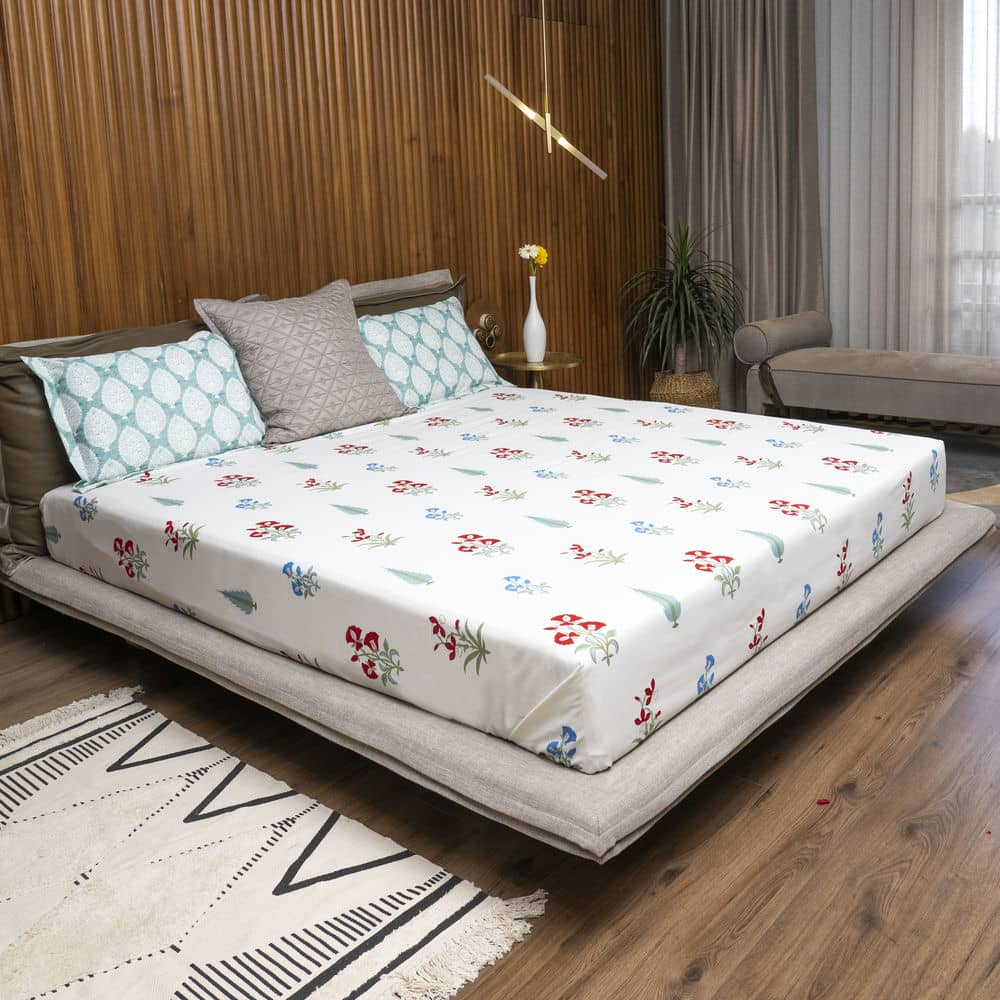 Cotton Bedsheet + AC Blanket Combo Pack - (Combo 10 - High Garden Red + High Garden Red)