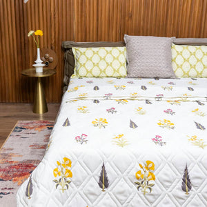 Cotton Bedsheet + AC Blanket Combo Pack - (Combo 11 - High Garden Yellow + High Garden Yellow)