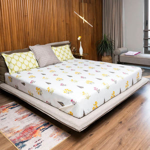 Cotton Bedsheet + AC Blanket Combo Pack - (Combo 11 - High Garden Yellow + High Garden Yellow)