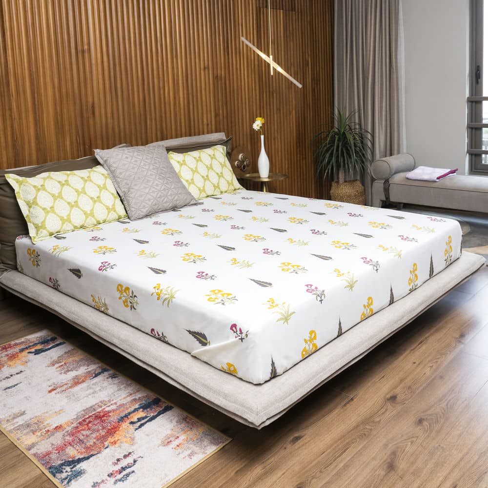 Cotton Bedsheet + AC Blanket Combo Pack - (Combo 11 - High Garden Yellow + High Garden Yellow)
