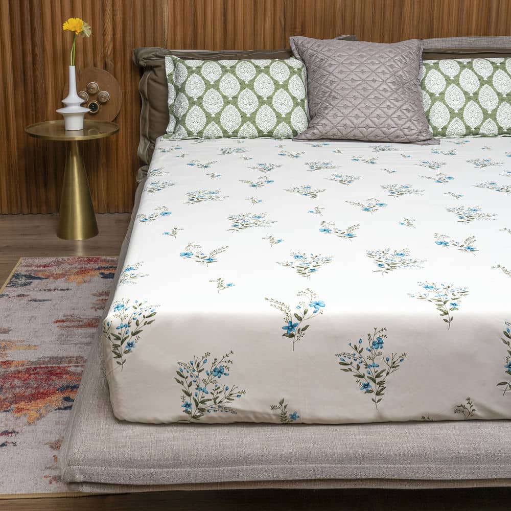 Cotton Bedsheet + AC Blanket Combo Pack - (Combo 12 - Valley Blue + Amsterdam Valley Blue)