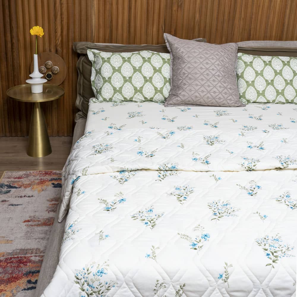 Cotton Bedsheet + AC Blanket Combo Pack - (Combo 12 - Valley Blue + Amsterdam Valley Blue)