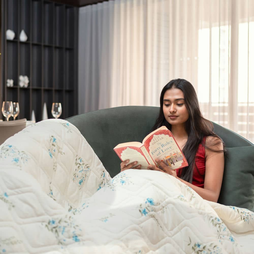Cotton Bedsheet + AC Blanket Combo Pack - (Combo 12 - Valley Blue + Amsterdam Valley Blue)