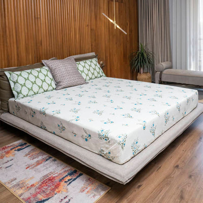 Cotton Bedsheet + AC Blanket Combo Pack - (Combo 12 - Valley Blue + Amsterdam Valley Blue)