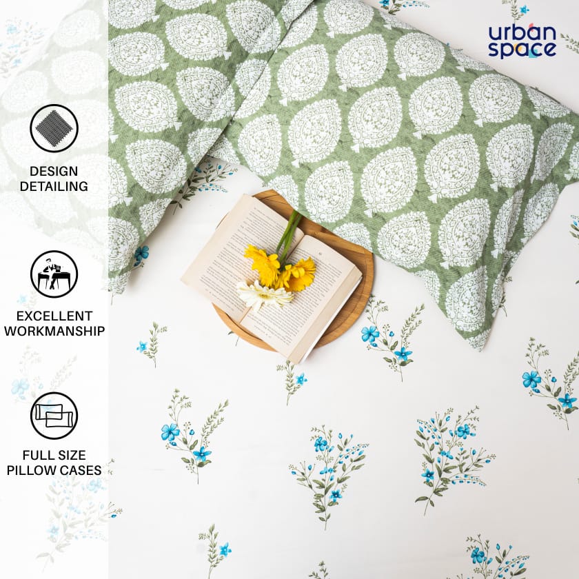 Fitted King Size Cotton Bedsheet - Valley Blue