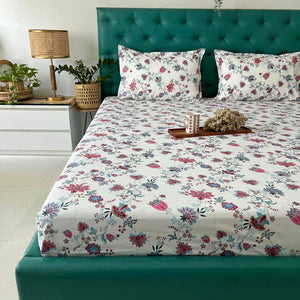 Cotton Bedsheet + AC Blanket Combo Pack - (Combo 14 - Paradise Pink and Blue + Jaipur)