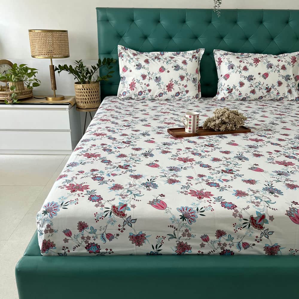 Cotton Bedsheet + AC Blanket Combo Pack - (Combo 14 - Paradise Pink and Blue + Jaipur)