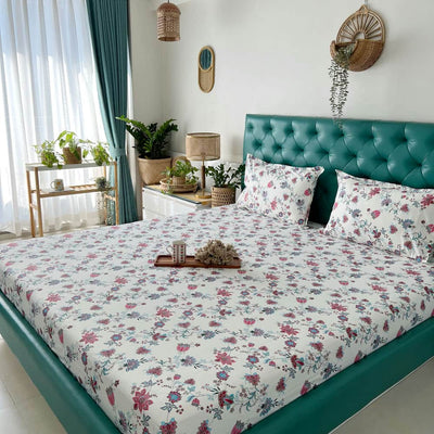 Cotton Bedsheet + AC Blanket Combo Pack - (Combo 14 - Paradise Pink and Blue + Jaipur)