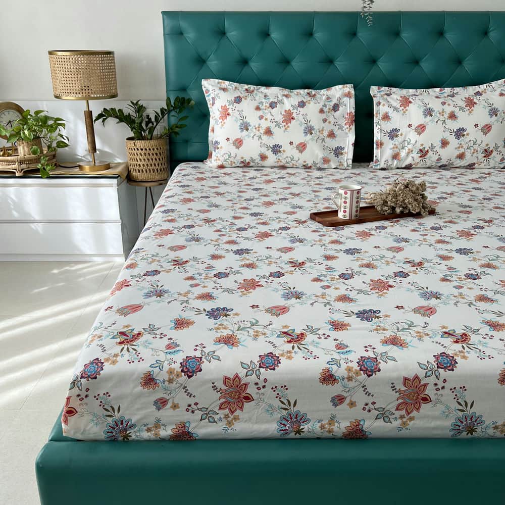 Cotton Bedsheet + AC Blanket Combo Pack - (Combo 15 - Paradise Peach and Blue + Egypt)