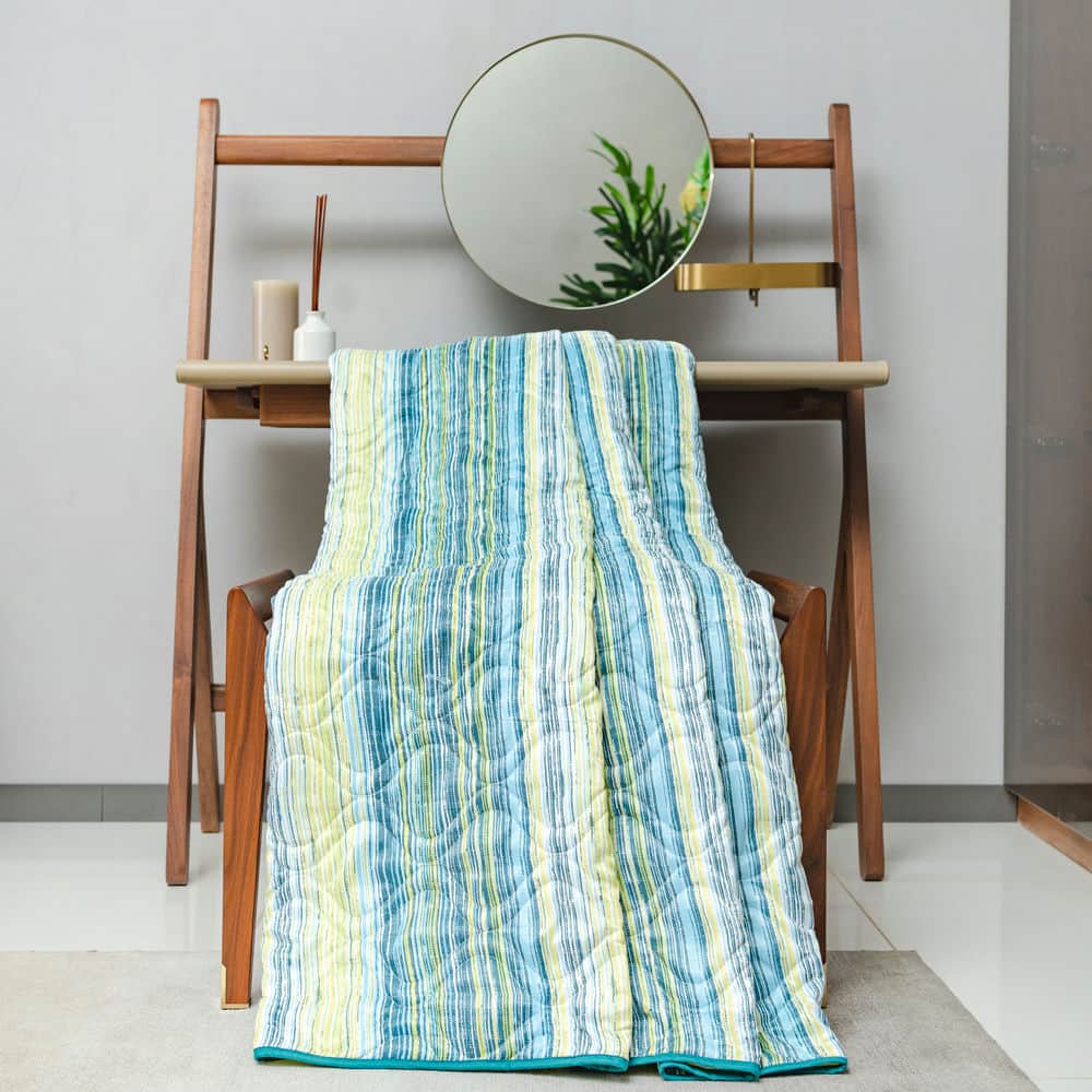 Cotton Bedsheet + AC Blanket Combo Pack - (Combo 16 - Majestic Aqua Green and Grey + London)