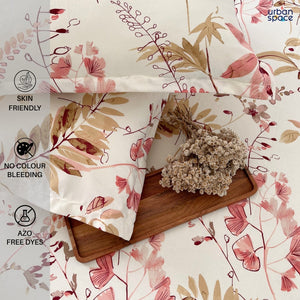 Fitted King Size Cotton Bedsheet - Floral Feast Peach