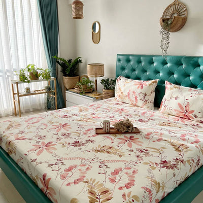 Cotton Bedsheet + AC Blanket Combo Pack - (Combo 18 - Floral feast Peach and Brown + Mexico)