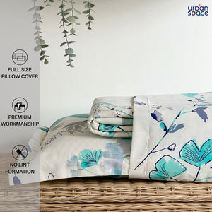 Fitted King Size Cotton Bedsheet - Floral Feast Turquoise