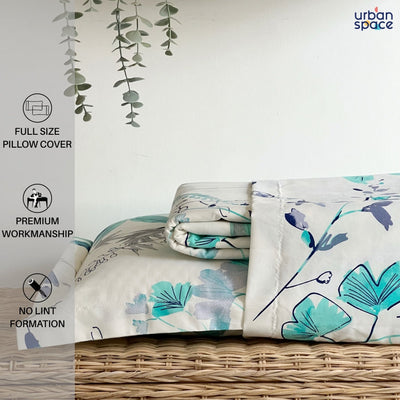 Fitted King Size Cotton Bedsheet - Floral Feast Turquoise