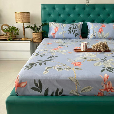 Cotton Bedsheet + AC Blanket Combo Pack - (Combo 20 - Bloom Ray Grey + Mexico)