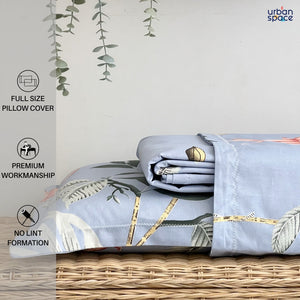 Fitted King Size Cotton Bedsheet - Bloom Ray Blue Grey