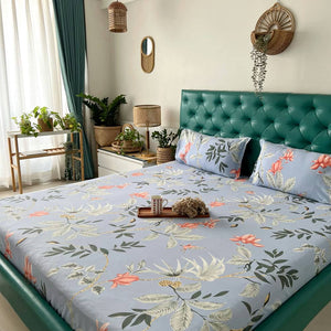 Cotton Bedsheet + AC Blanket Combo Pack - (Combo 20 - Bloom Ray Grey + Mexico)