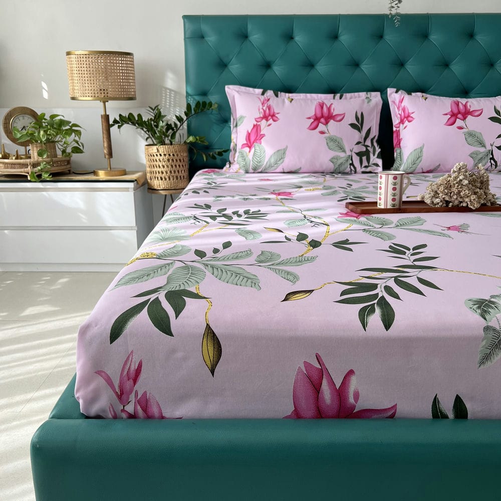 Cotton Bedsheet + AC Blanket Combo Pack - (Combo 21 - Bloom Ray Rose Pink + Jaipur)