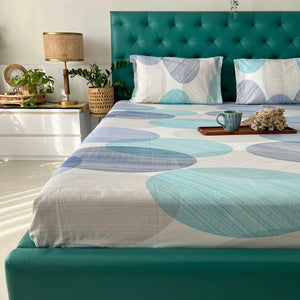 Cotton Bedsheet + AC Blanket Combo Pack - (Combo 22 - Oval Blue + Tokyo)